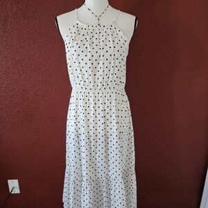 Elegant White Polka Dot Dress